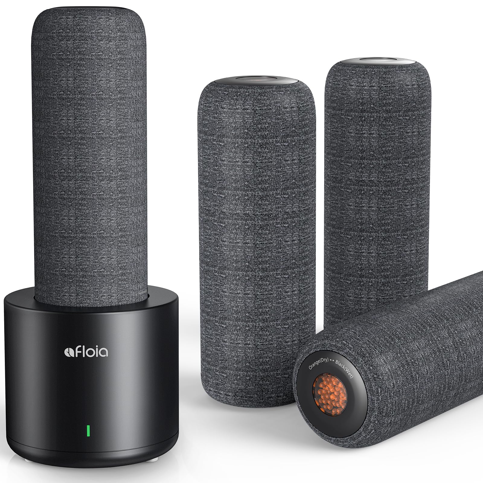 Afloia rechargeable cordless dehumidifier base with heating for regeneration.