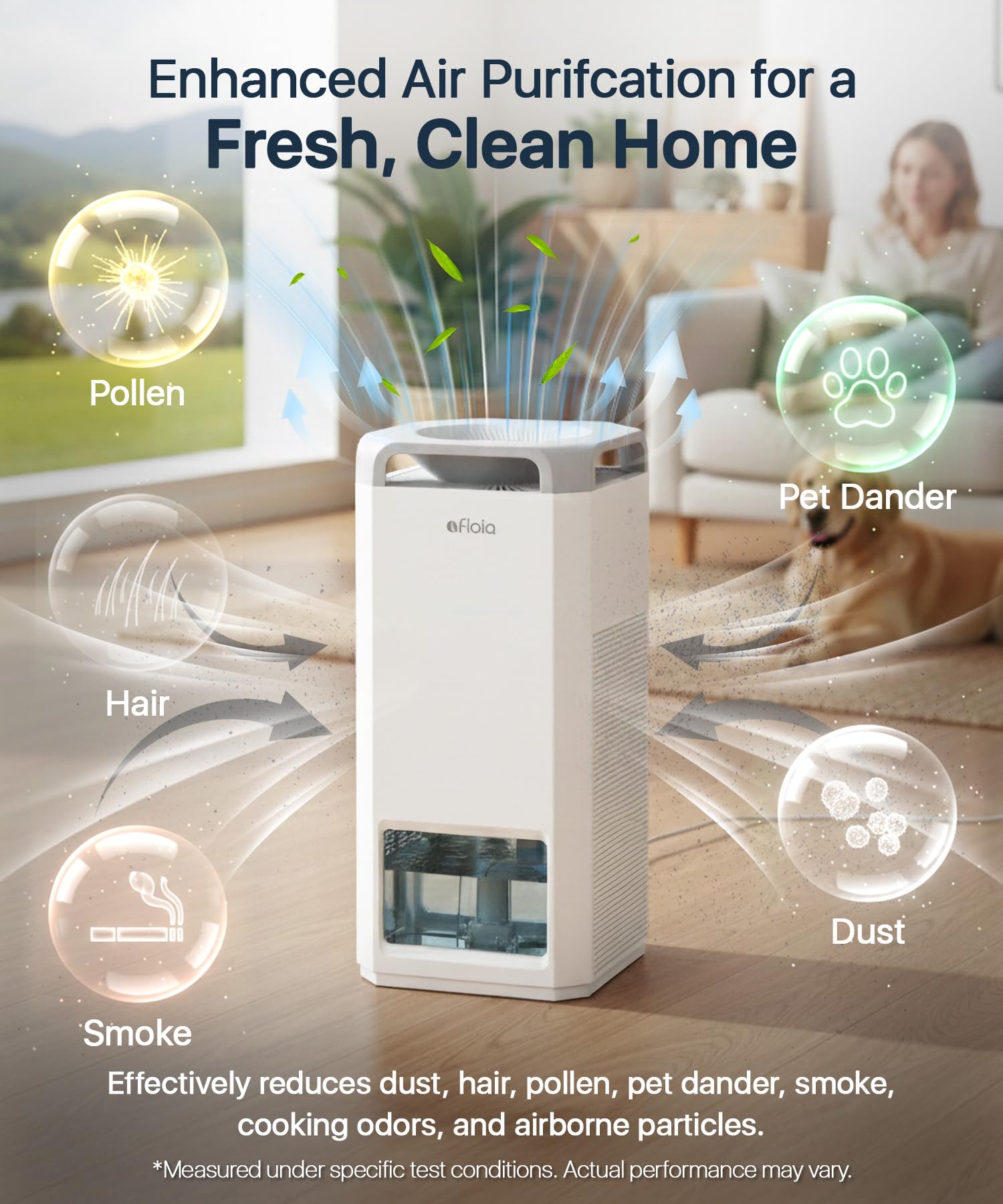 Afloia smart dual sensors display real-time air quality and humidity.