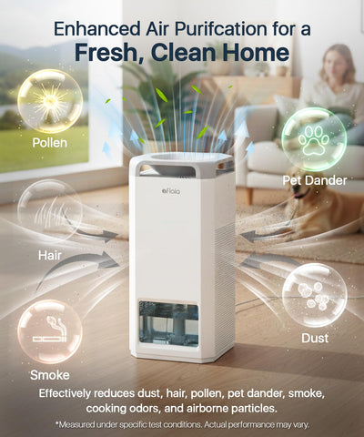 Afloia smart dual sensors display real-time air quality and humidity.