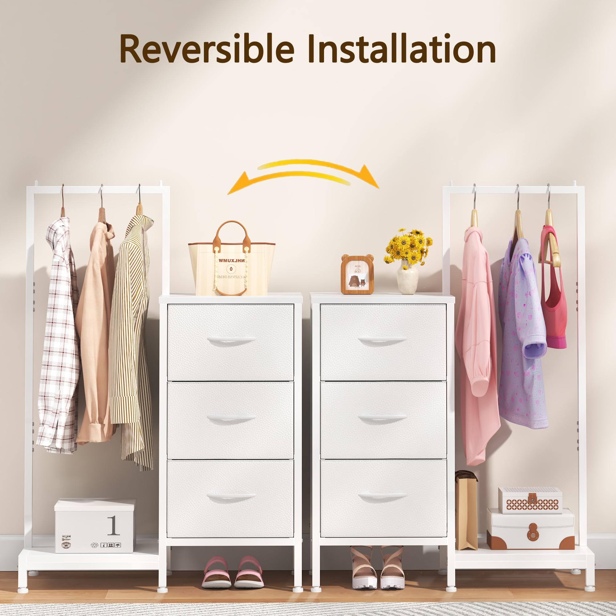 Durable plastic handles on AFLUI dresser enhance grip and longevity.