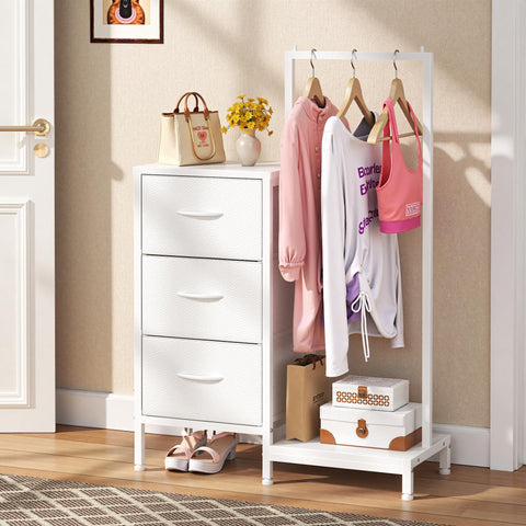 AFLUI dresser with hanging rack offers quick outfit selection and wrinkle reduction.