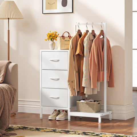 White finish AFLUI dresser adds a clean, modern touch to bedrooms.