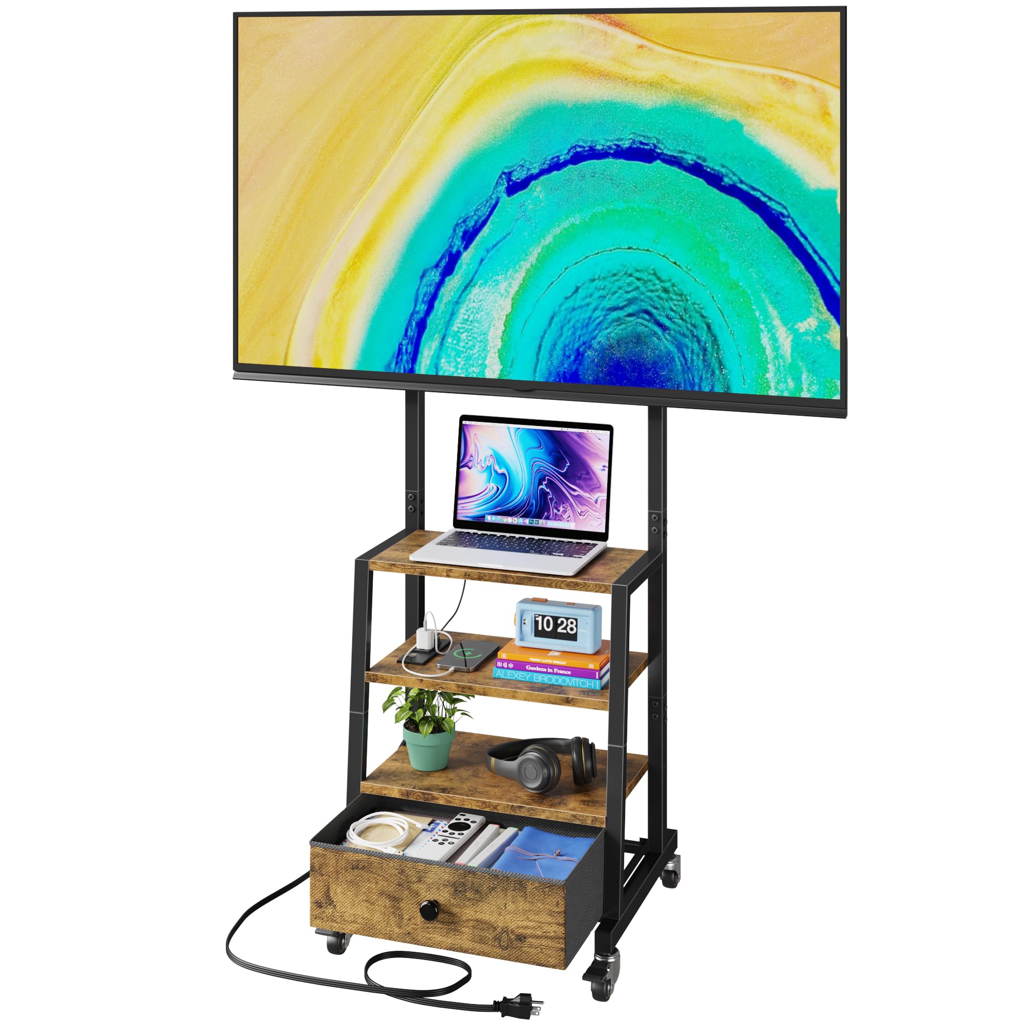AFLUI rolling TV stand with wheels and mount for flexible viewing