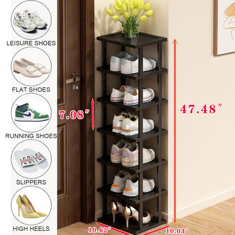 AFOORD bamboo shoe rack for doorway keeps entryway neat and organized.