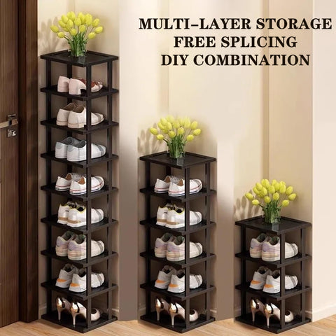 AFOORD modular stackable shoe rack shows easy DIY configuration.