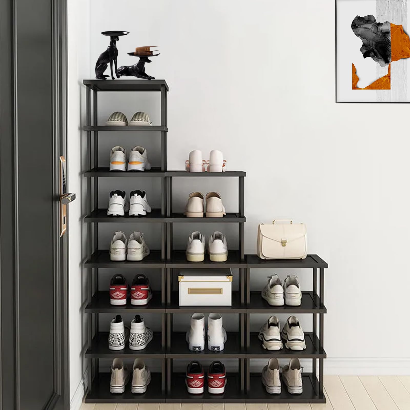 AFOORD slim corner shoe rack fits small spaces with elegant design.