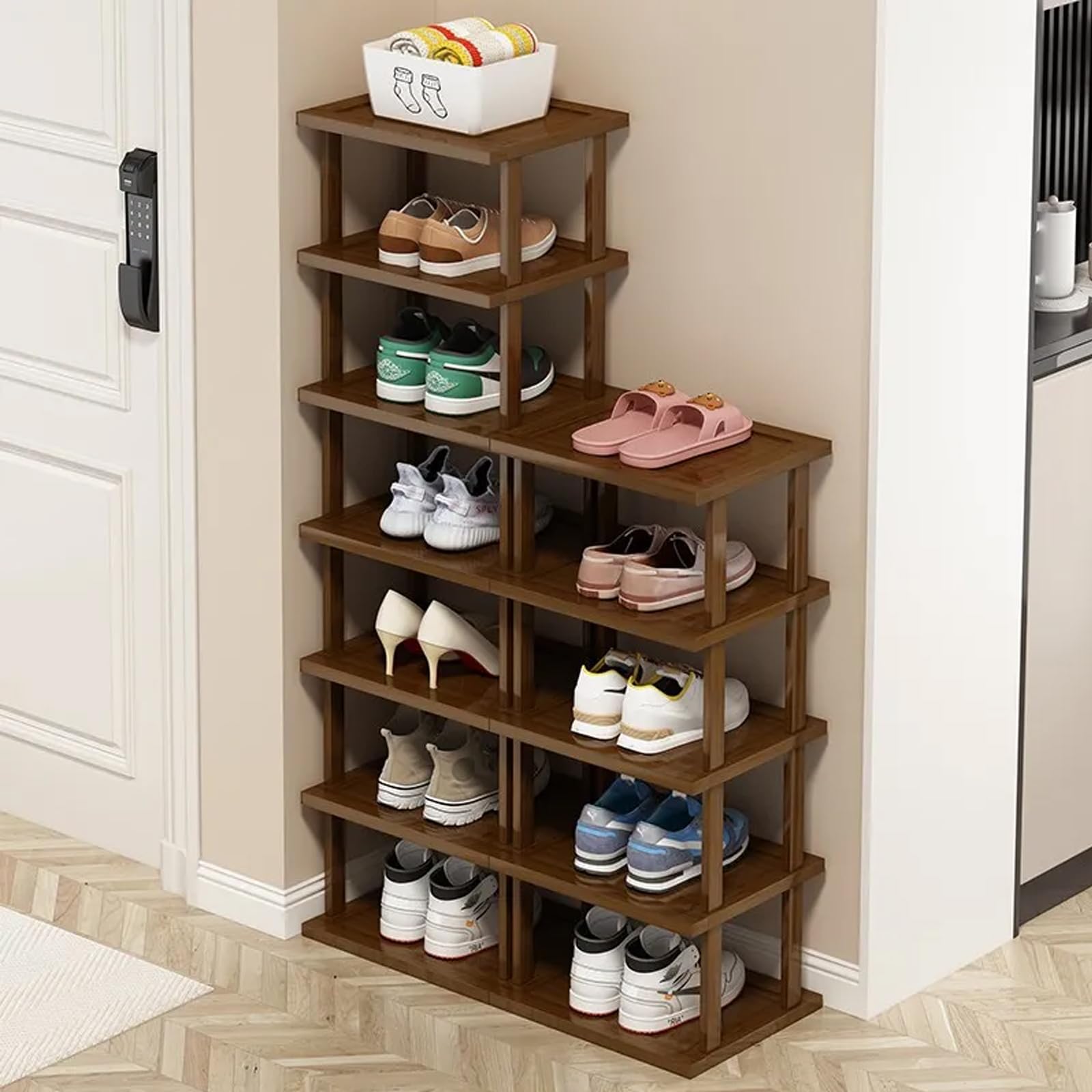 AFOORD space-saving entryway organization keeps footwear tidy and accessible