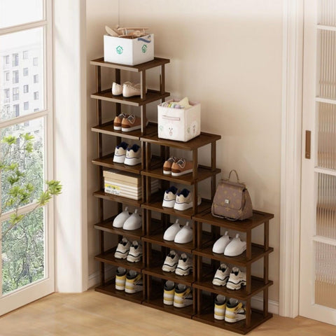 AFOORD tall narrow shoe rack in closet showcasing organized footwear