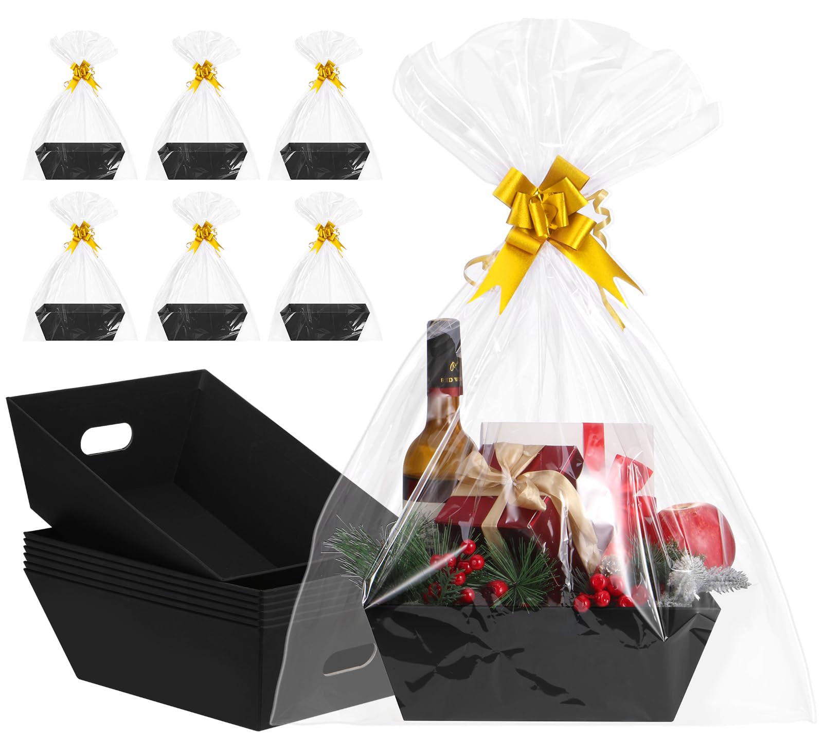 AFOROEOA 10-pack black gift baskets empty for custom gift presentation