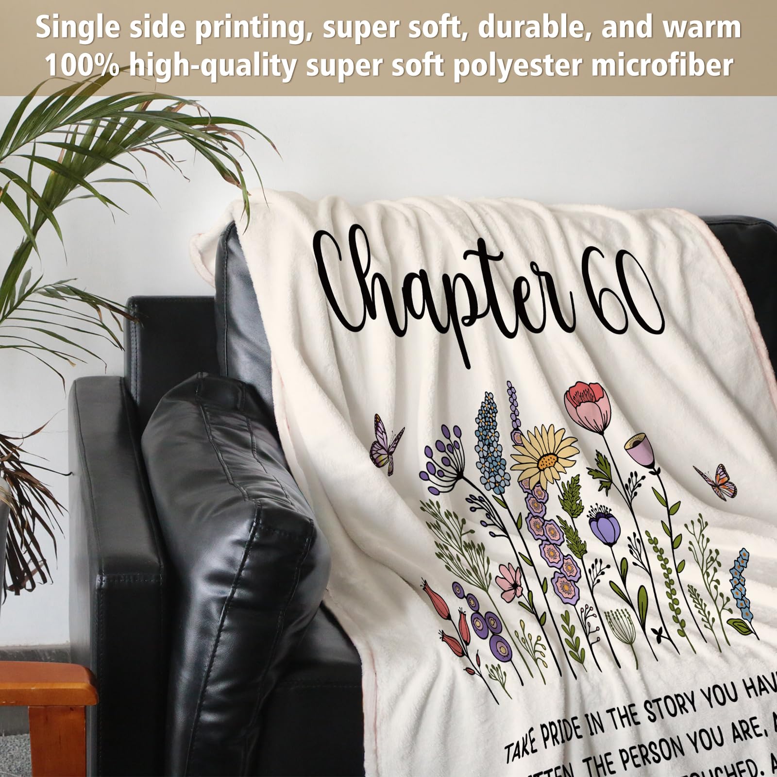Afterprints Chapter 60 themed throw featuring floral motif, perfect gift for her.