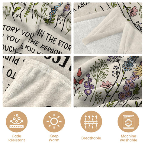 Afterprints Chapter 50 blanket complements living room decor while honoring her milestone
