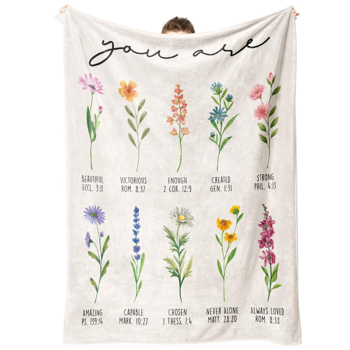 Afterprints floral print blanket for women with uplifting message, ideal gift