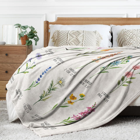 Afterprints blanket featuring scripture for quiet moments and reflection