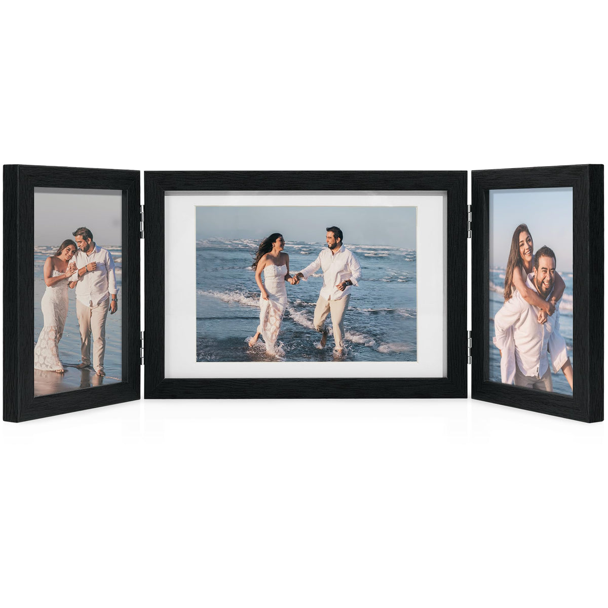 Afuly 5x7 black three-panel collage frame for wall or desk displays