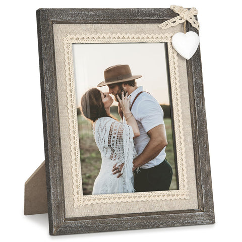 Afuly 5x7 frame with white heart wood complements rustic home decor