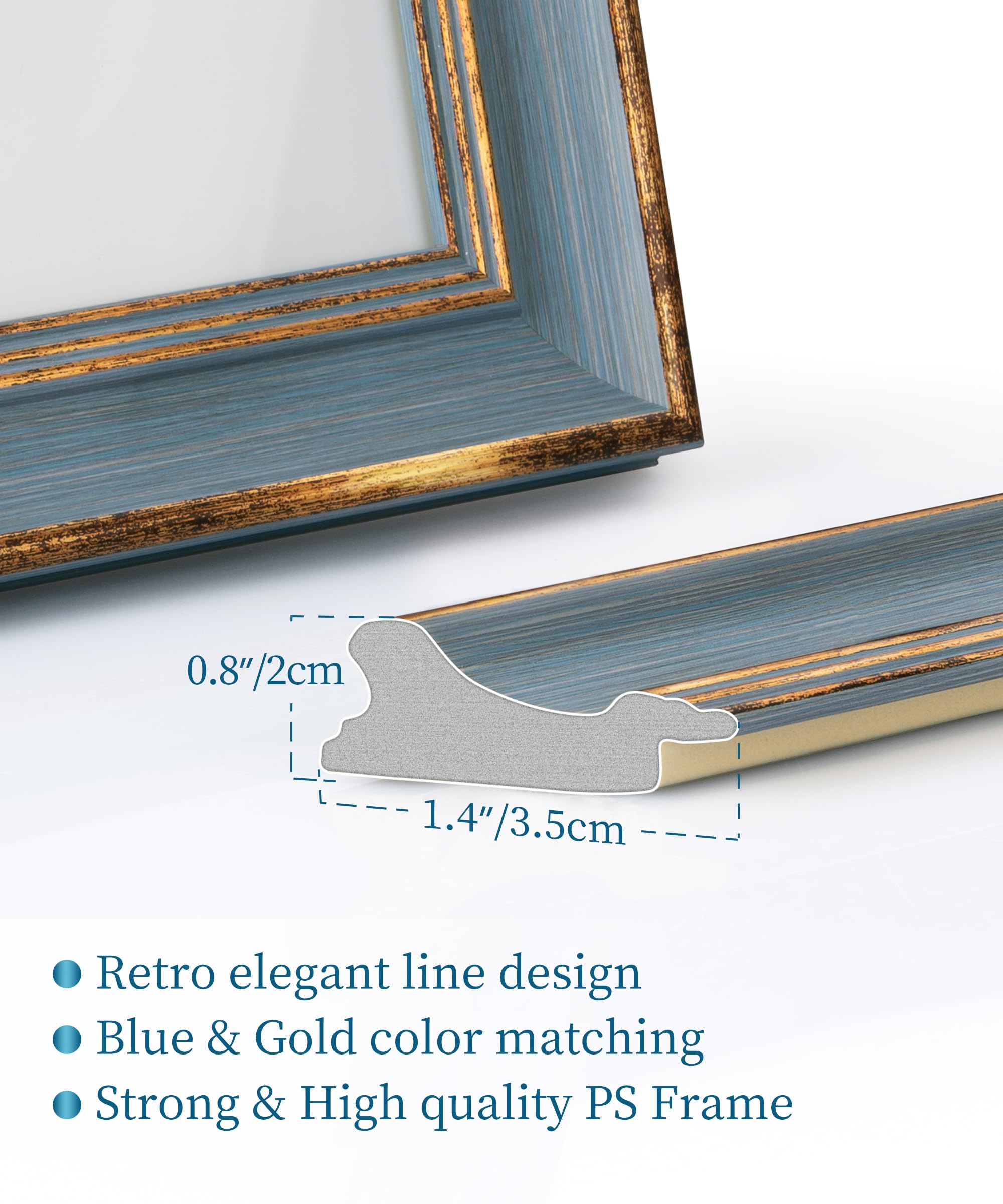 Afuly grey gold 5x7 frame on wall showcase