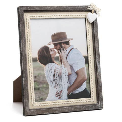 Afuly 8x10 rustic wood frame showcasing natural grain for warm memories