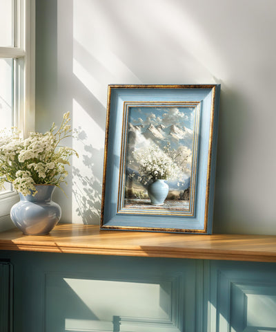 Afuly blue gold 8x10 frame on tabletop display