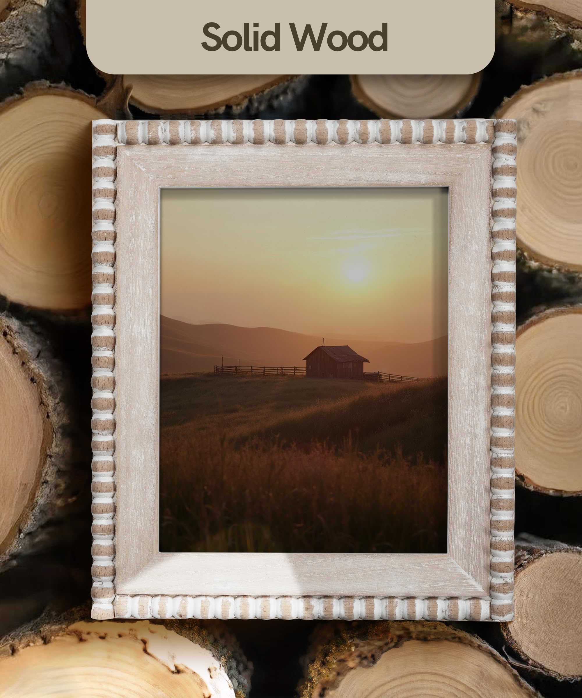 Afuly wooden frame adds rustic charm to living rooms.