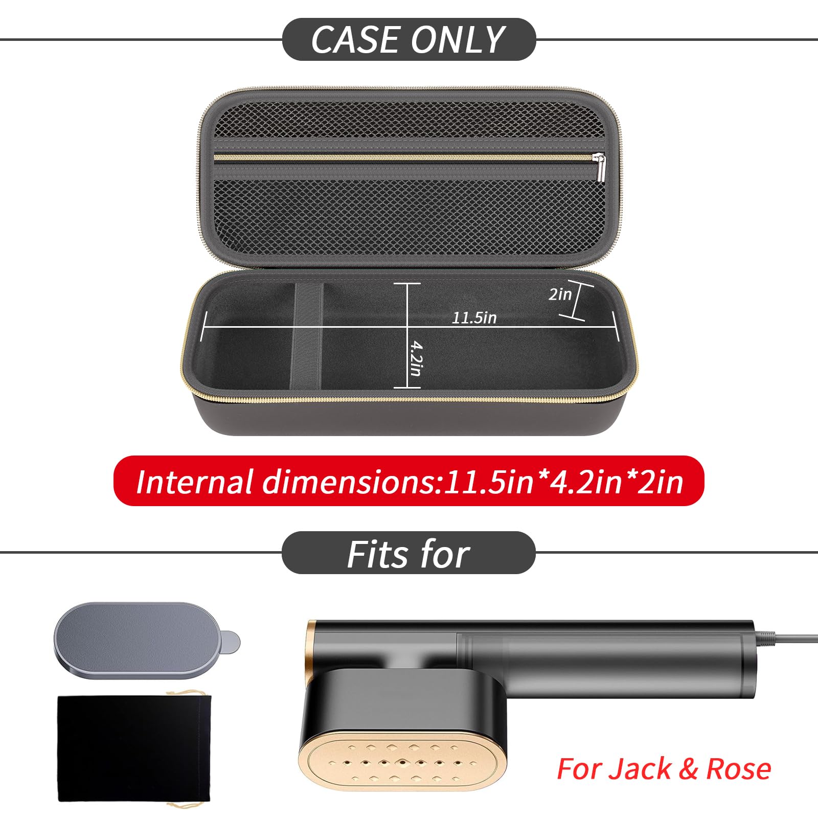 Againmore steamer case breathable mesh pocket helps dry accessories after storage.