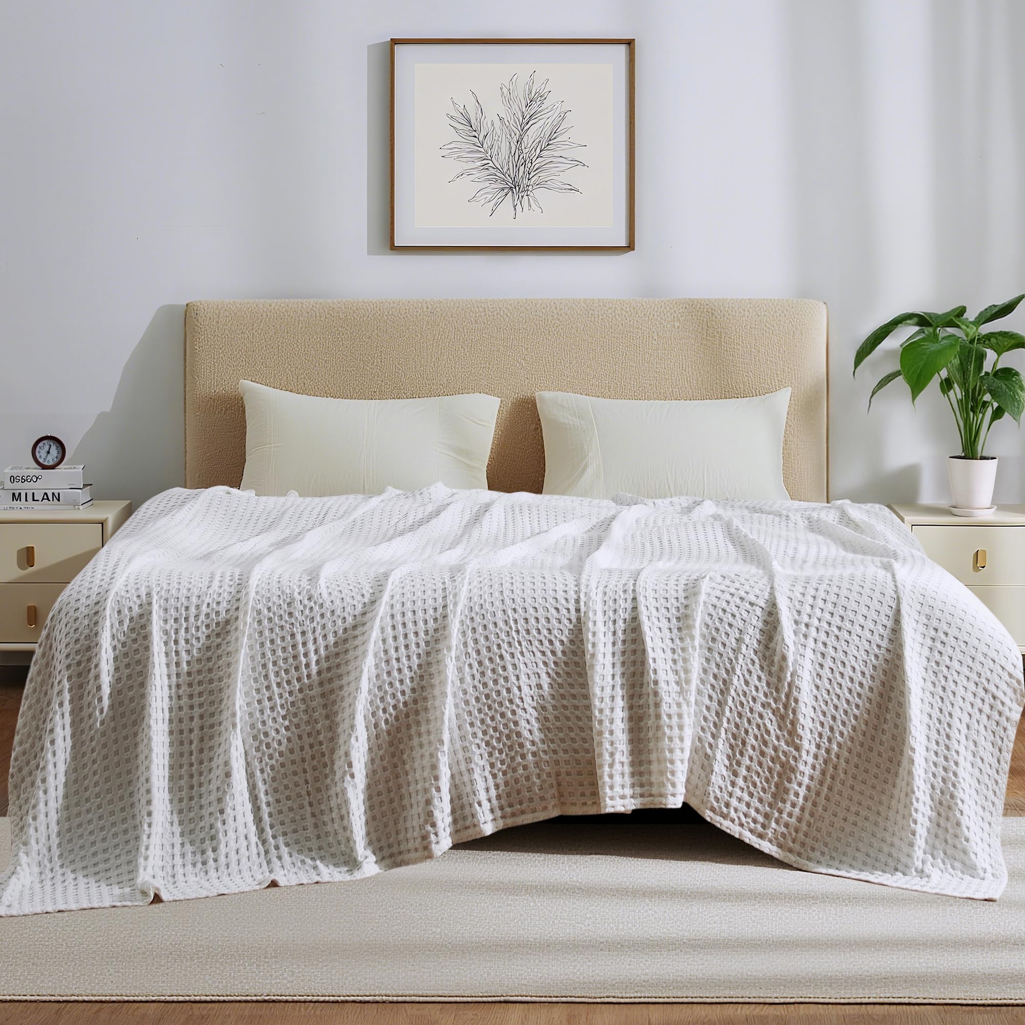 Aganear bamboo rayon waffle fabric close-up showing durability and easy care
