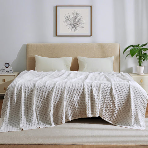 Aganear bamboo rayon waffle fabric close-up showing durability and easy care