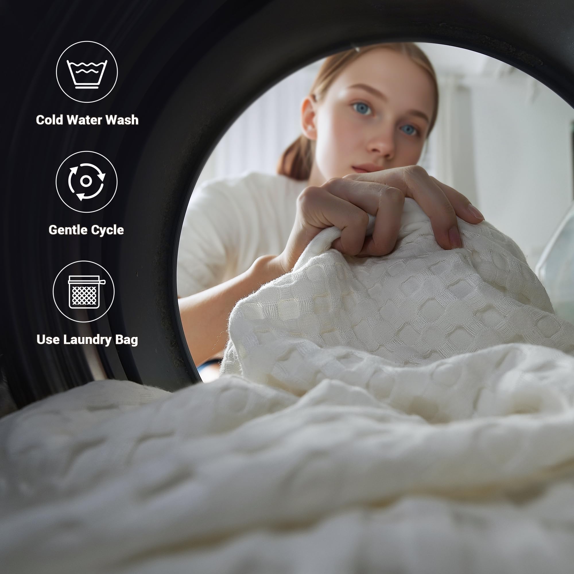 Aganear durable waffle blanket after washing showing fade and pill resistance