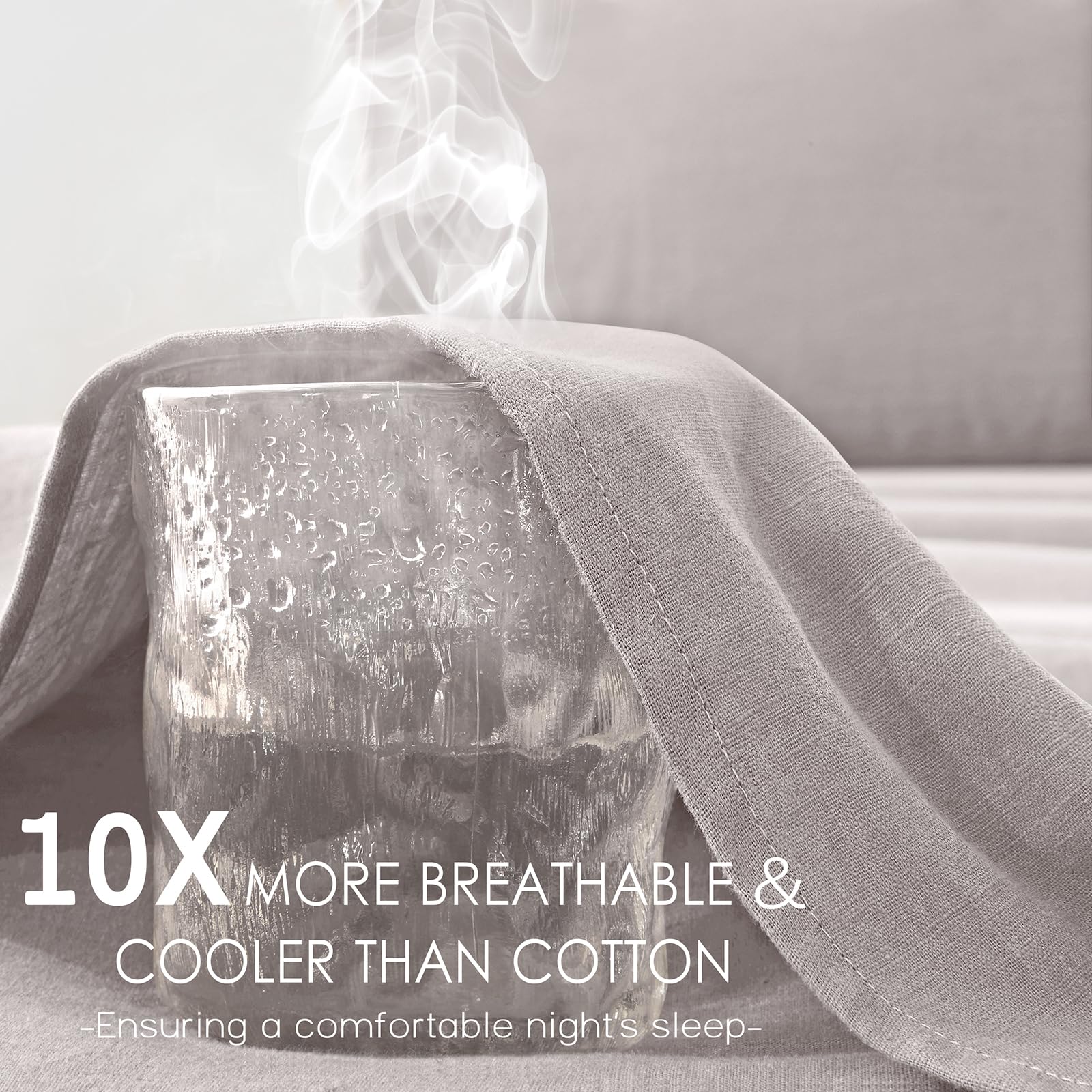 AGGBEERY linen texture close-up reveals breathable, cool-to-the-touch weave