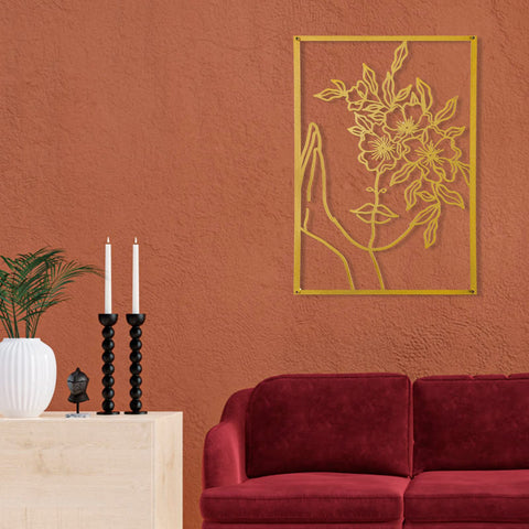 AGIOTA gold metal line art with female body adds elegant focal point