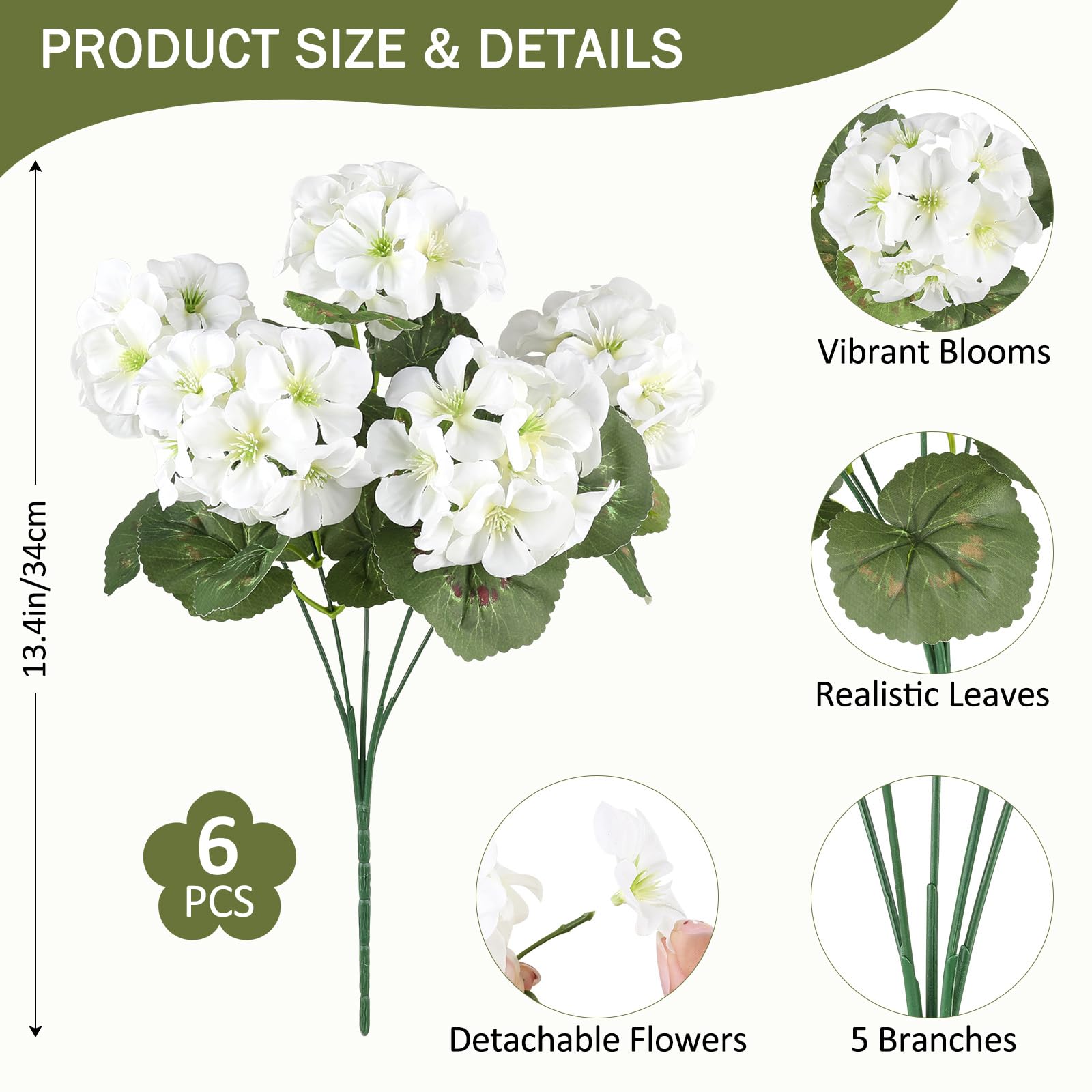 AGIRL white geranium bundle closeup highlighting lifelike petals.