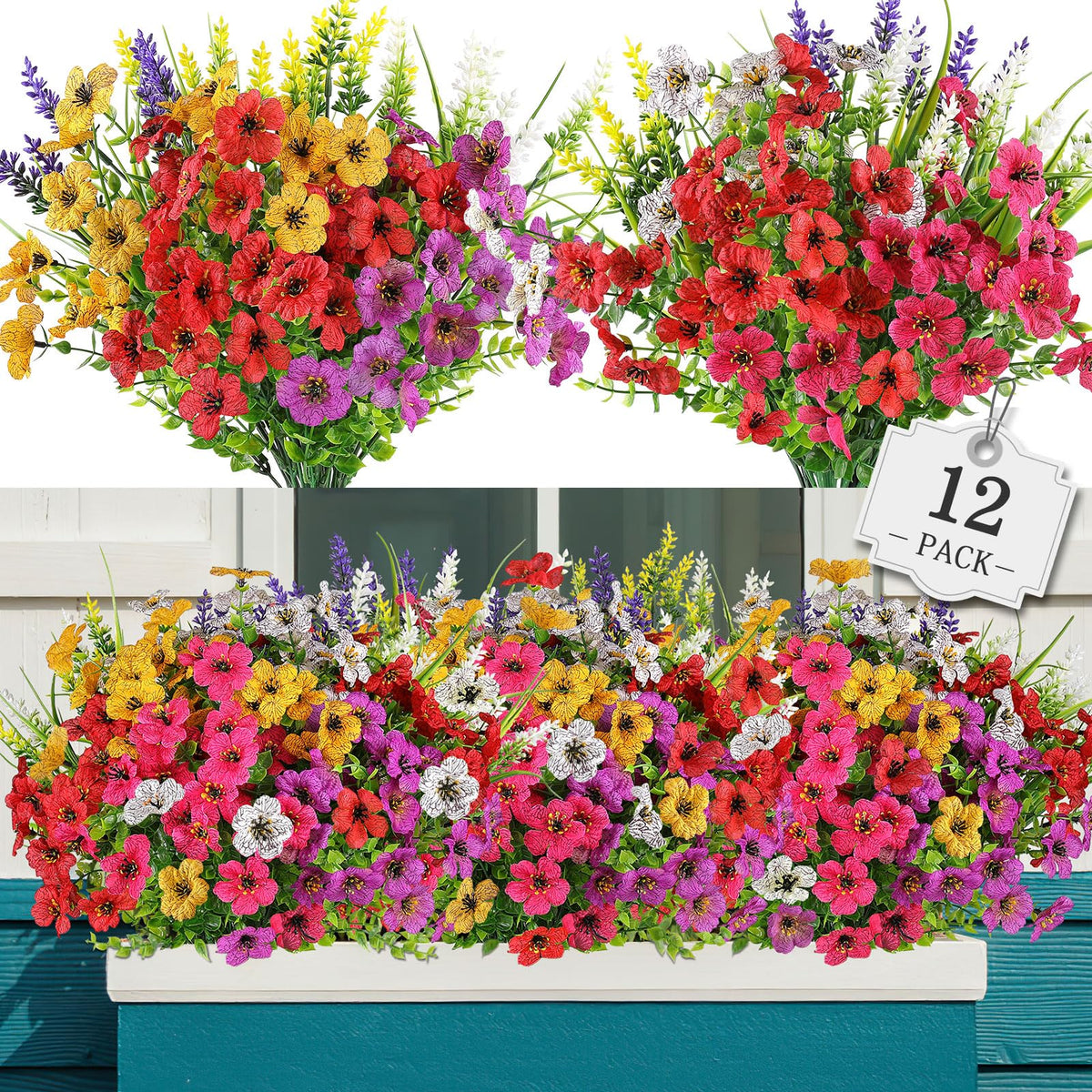 AGIRL 12 Bundles artificial flowers for outdoor decor with long-lasting color
