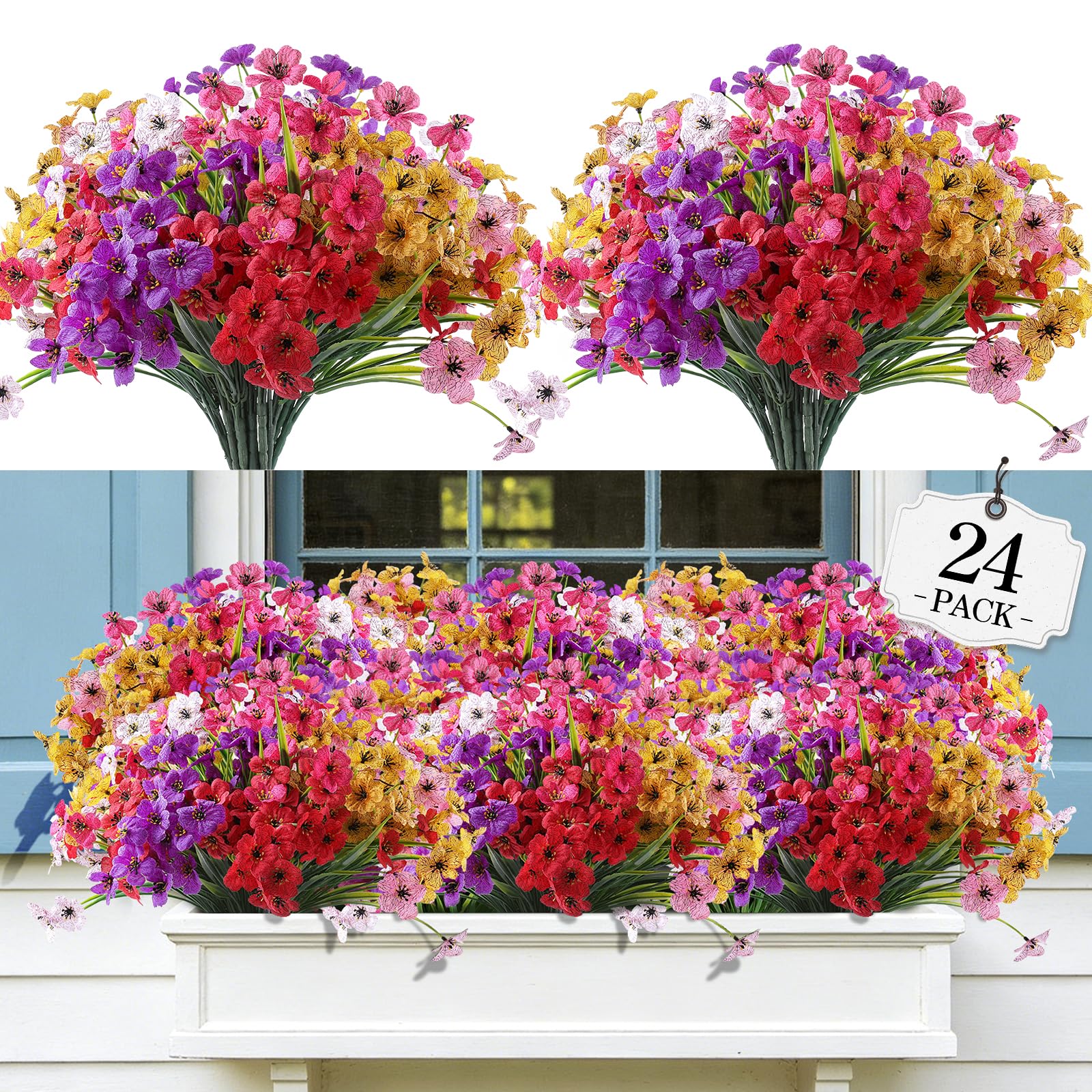 AGIRL 24 bundles outdoor flowers display for durable year-round color