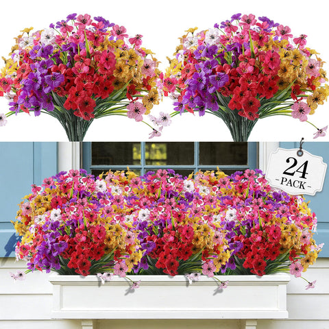 AGIRL 24 bundles outdoor flowers display for durable year-round color