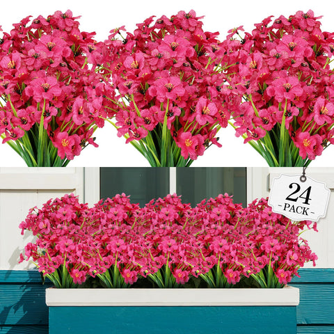 AGIRL 24 bundles artificial flowers outdoor view for year‑round decor