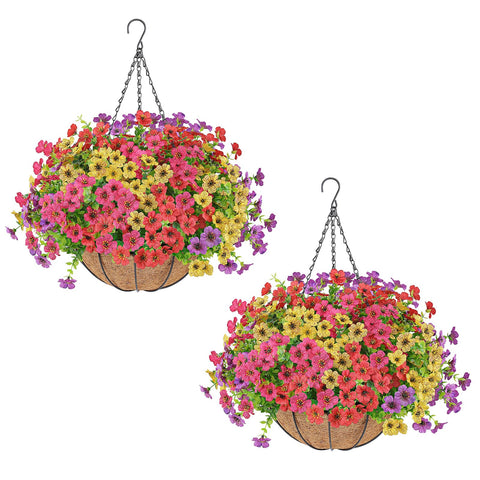 AGIRL artificial flowers hanging basket with vivid blooms for versatile indoor outdoor decor