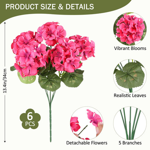 AGIRL Rose Red artificial geranium bundle in wide shot for porch and patio styling.