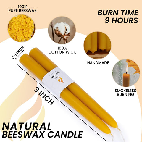 AGLARY 16-pack beeswax tapers provide elegant ambient lighting.