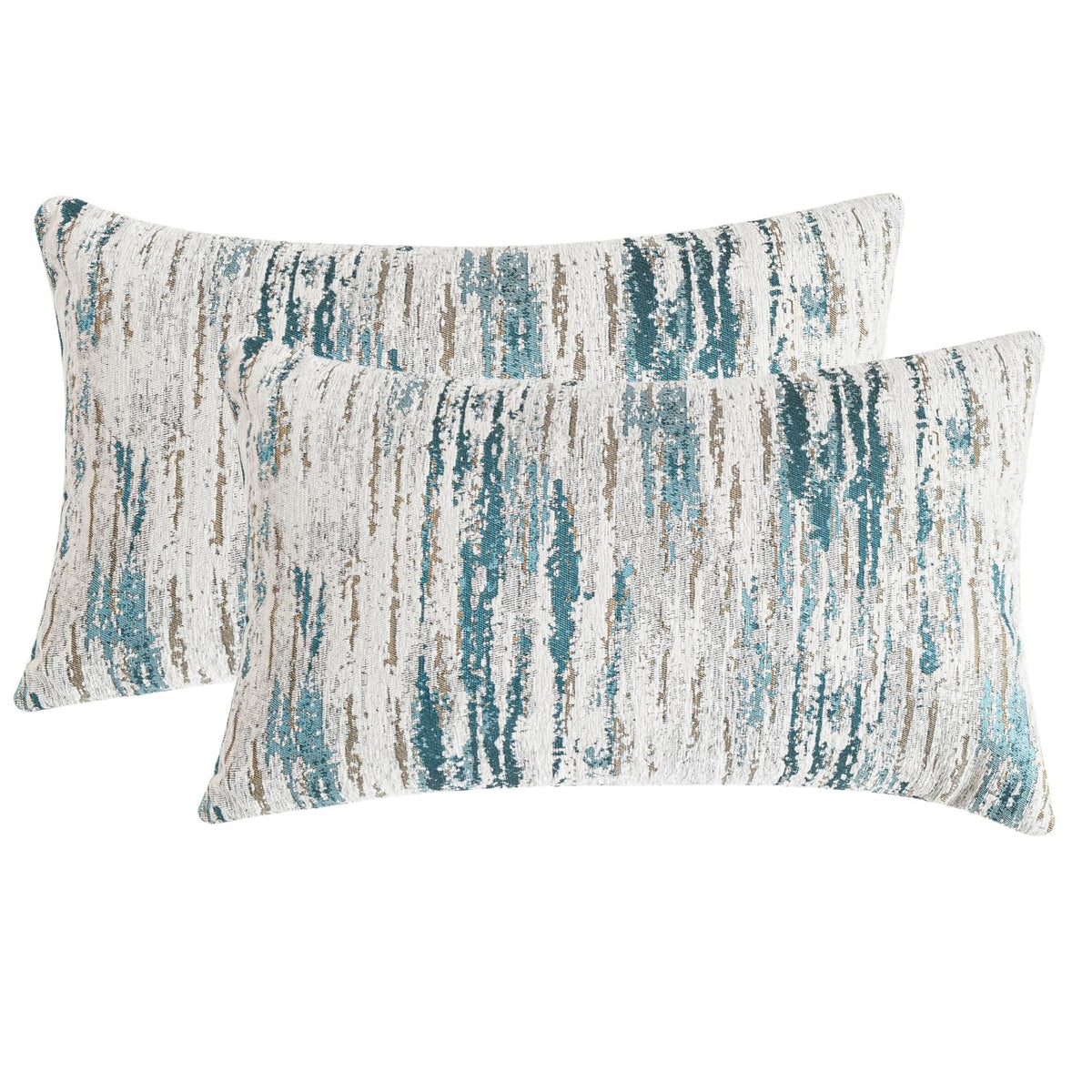 AGOKABA lumbar pillow cover with abstract striped pattern adds coastal style to sofas.