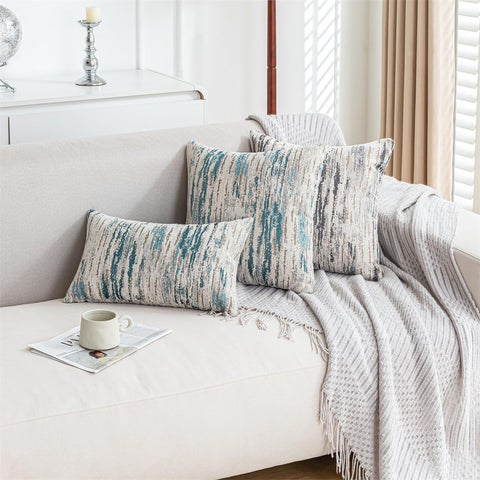 AGOKABA abstract watercolor stripe design elevates modern bedroom styling.