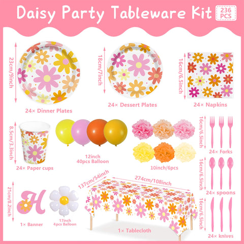 AGoooodySet groovy daisy banner adds a festive focal point