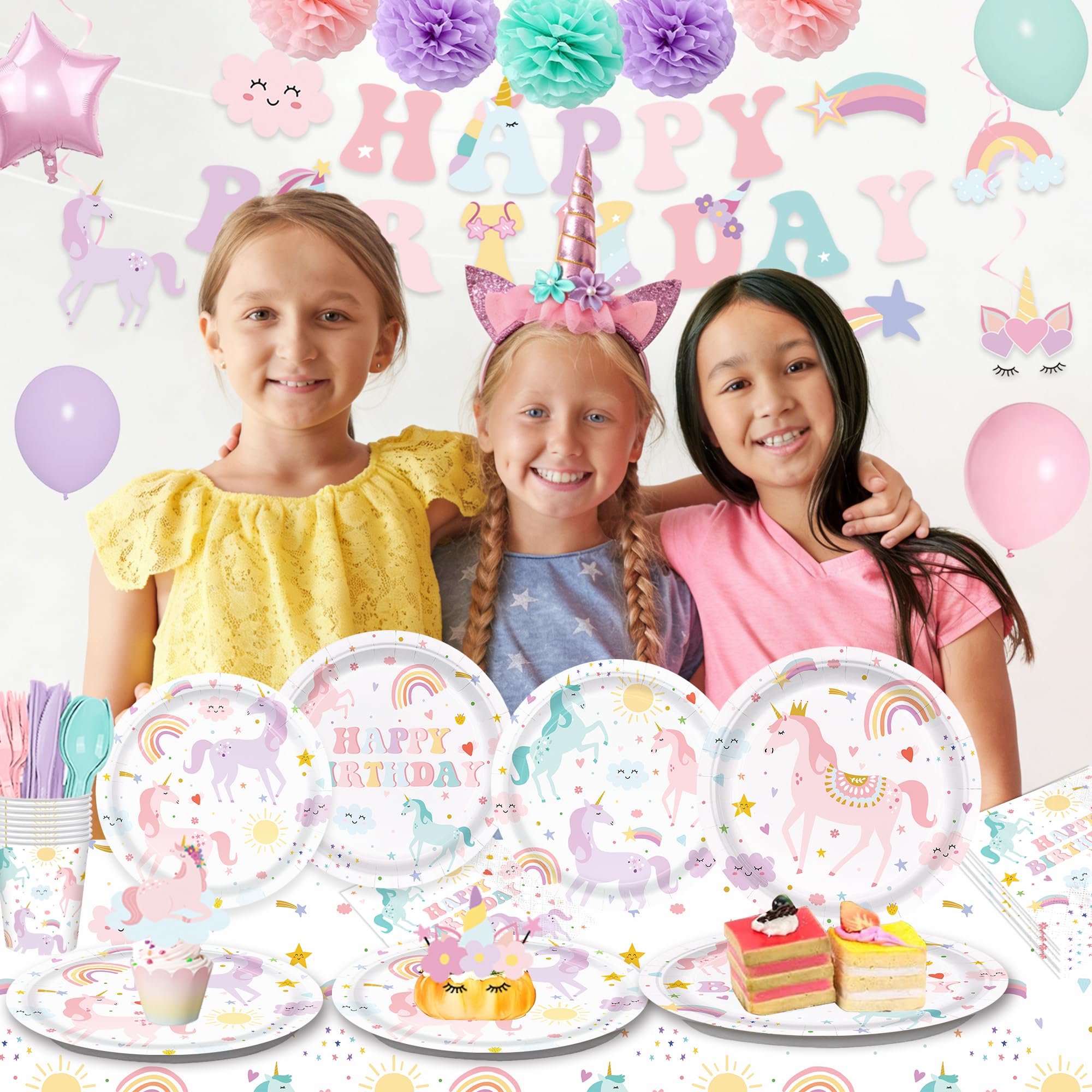 AGOoodySet unicorn 7-inch plates for kid-friendly snacks