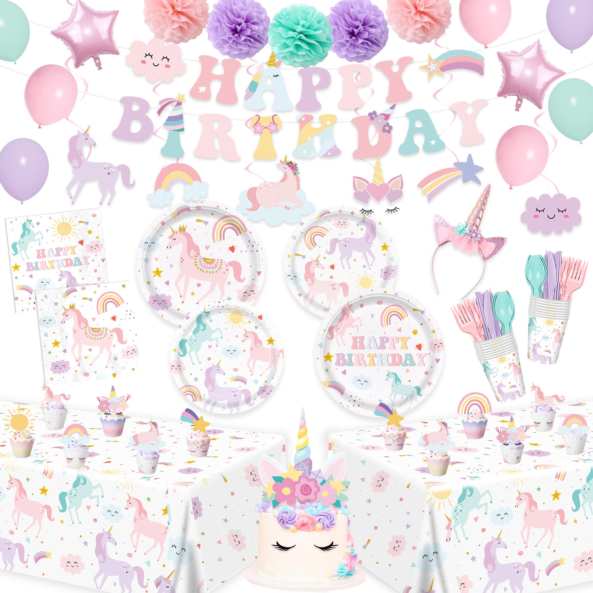 AGOoodySet unicorn 9-inch plates for easy party dining