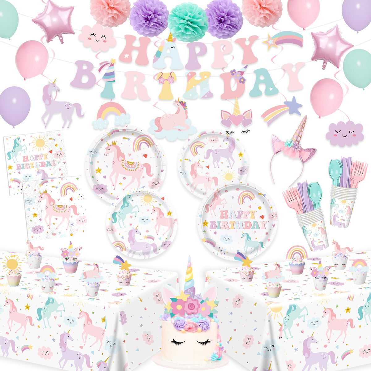 AGOoodySet unicorn 9-inch plates for easy party dining