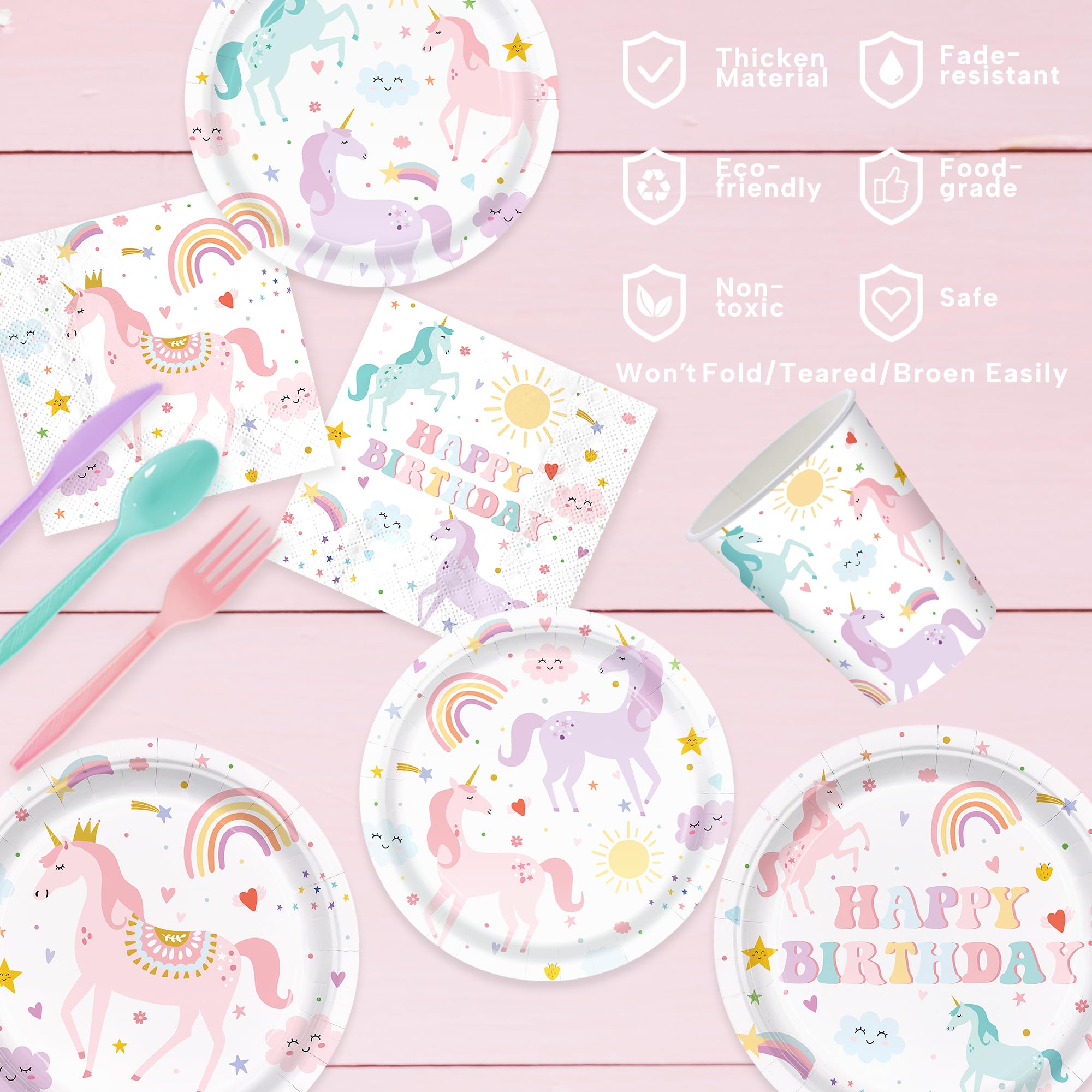 AGOoodySet unicorn tablecloth protects surfaces during party time
