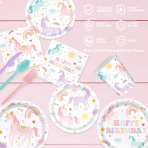 AGOoodySet unicorn tablecloth protects surfaces during party time