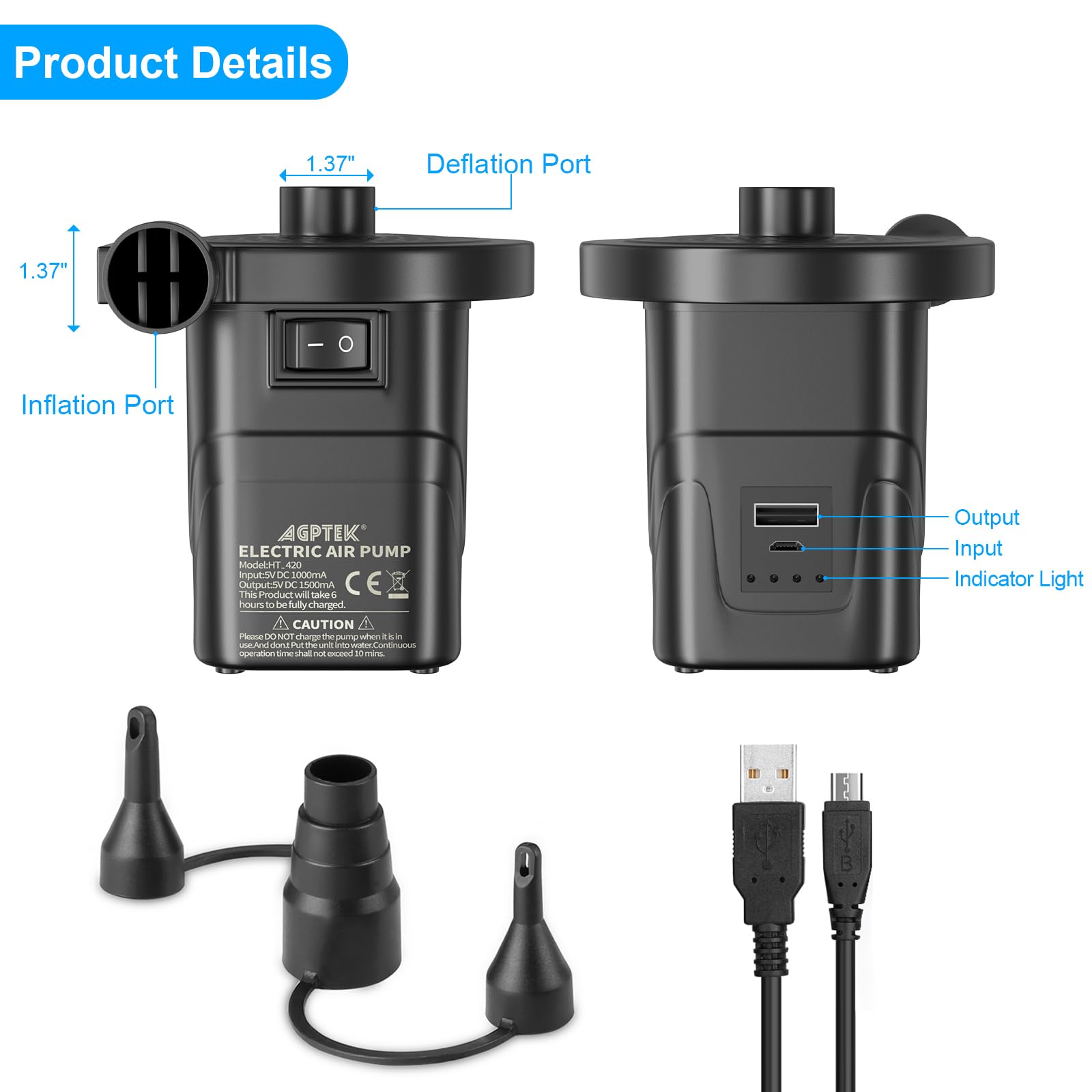 AGPTEK battery-indicator lighting shows charge status during use.
