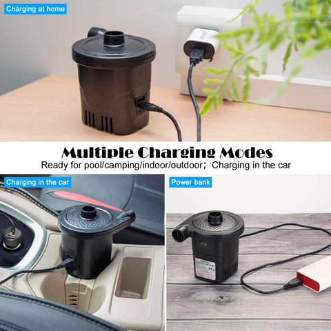 AGPTEK in-car charging via USB adapter for on-the-go power.