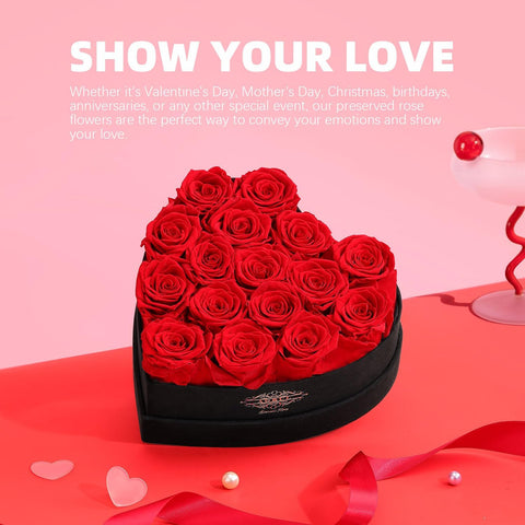 Agrul forever roses close-up highlights premium gift presentation