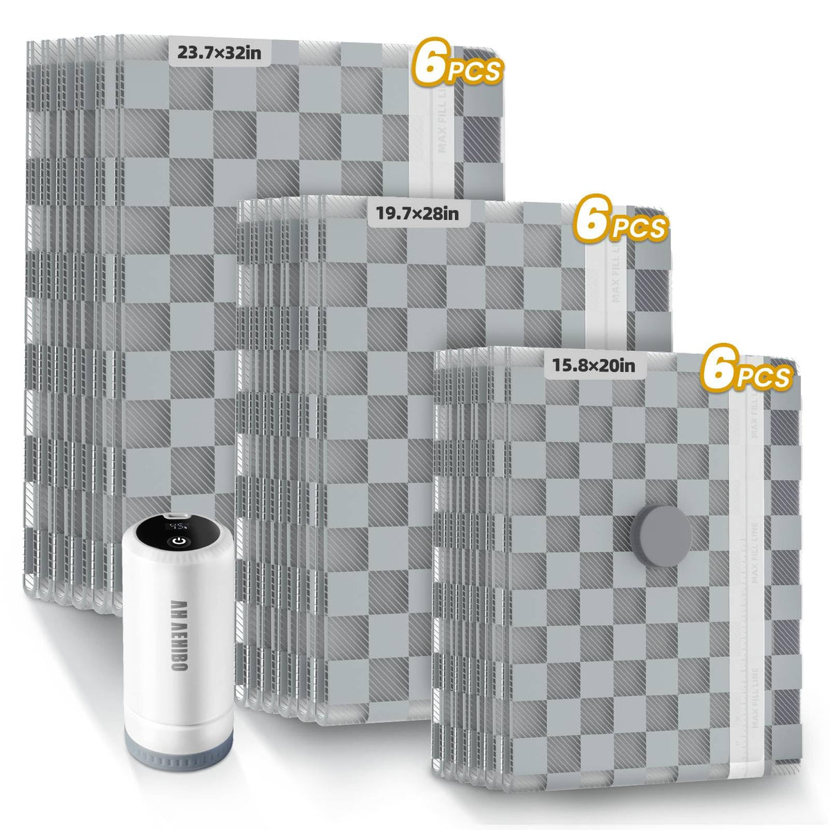 AH AEHIBO vacuum bags travel set with rechargeable pump for efficient packing