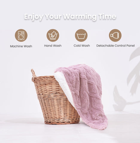 Aheadpret pink heated blanket being washed or ready for machine care